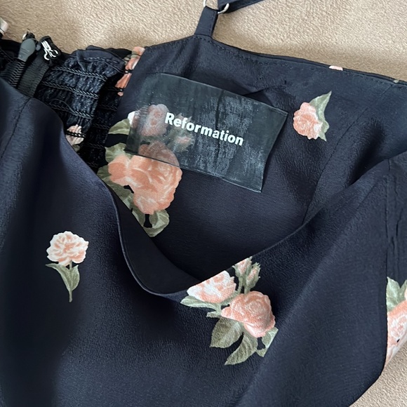Reformation Kendall Mini Dress Black Floral Fit and Flare - Picture 16 of 16